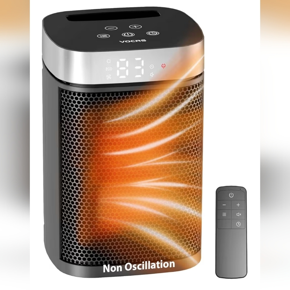 Black Portable Heater with Remote Control